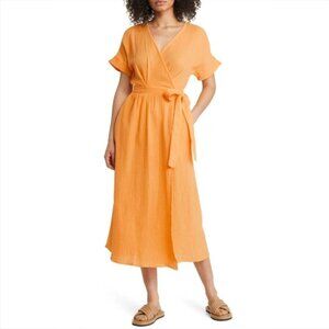 Marine Layer Valencia Wrap Dress | Golden Yellow Medium